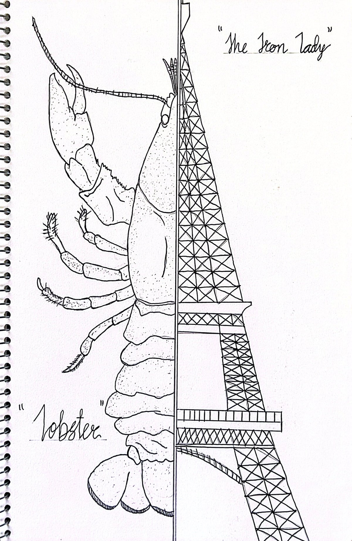 The Iron Lady & Lobster – Printable Coloring Page