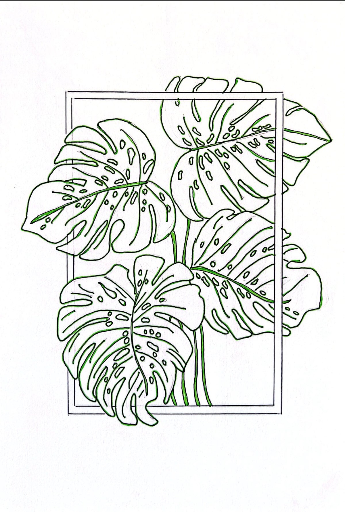 Monstera Leaf Coloring Page – Digital Download