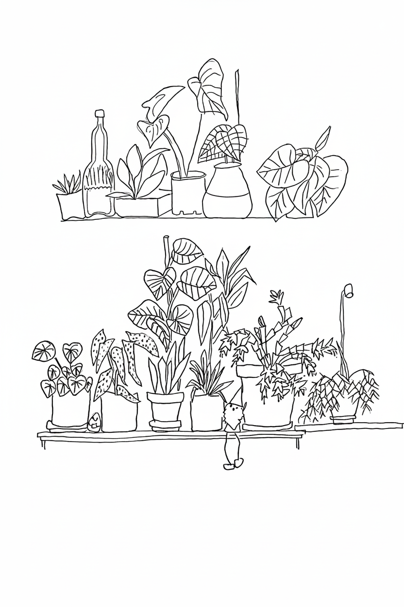 Refined Plant Shelf Illustration